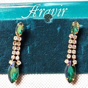 Stunning! Gorgeous NEW Rhinestone/Teal/Blue/Green Jeweled Earrings